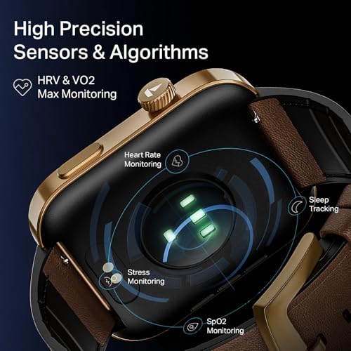 boAt Chrome Endeavour, Premium Metal Body, 1.96”(4.97cm) AMOLED Display,AI Coach Health Insights,Advanced S1 Processor,HRV,VO2 Max,Auto Watchface Refresh, Smart Watch for Men & Women (Cocoa Brown)