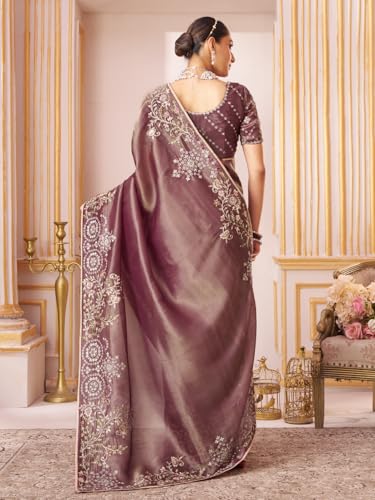 Laxmipati Chakor Purple Silk Saree with Floral Embroidery_N-2900