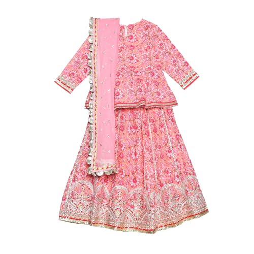 Biba Girls PRINTED SHORT_KURTA KID(KW5403_PEACH_19)