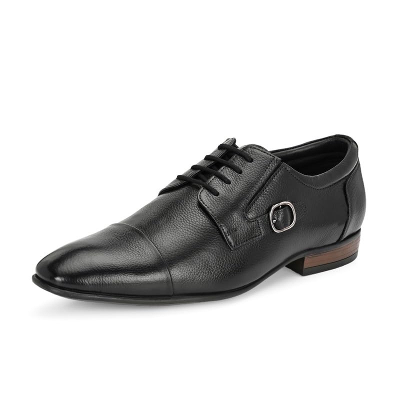 HITZ Men's Black Leather Lace-Up Shoes - UK 7