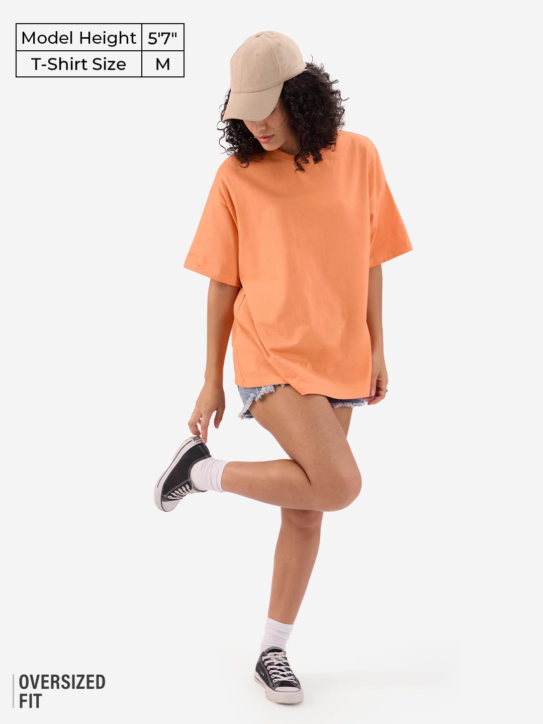 The Souled Store Solids : 100% Cotton Papaya Orange Women & Girls Short Sleeve Round Crew Neck Oversized T-Shirts