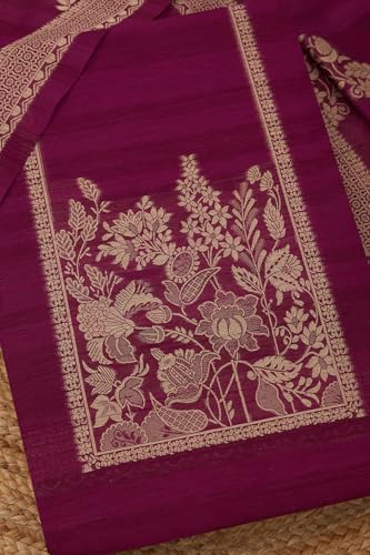 Soch Womens Purple Chanderi Woven Design Unstitch Dress Material