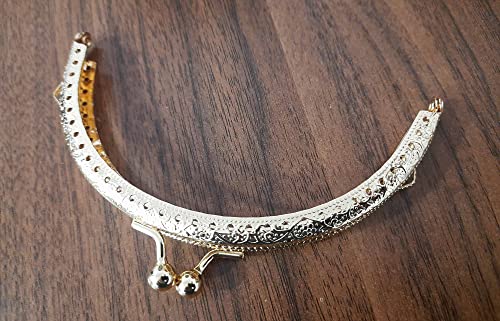 Tia Purse, Clutch Bag Making Metal Frames, Heavy Quality and Premium Finish (Golden Premium -Round-5Inch-4Pc)
