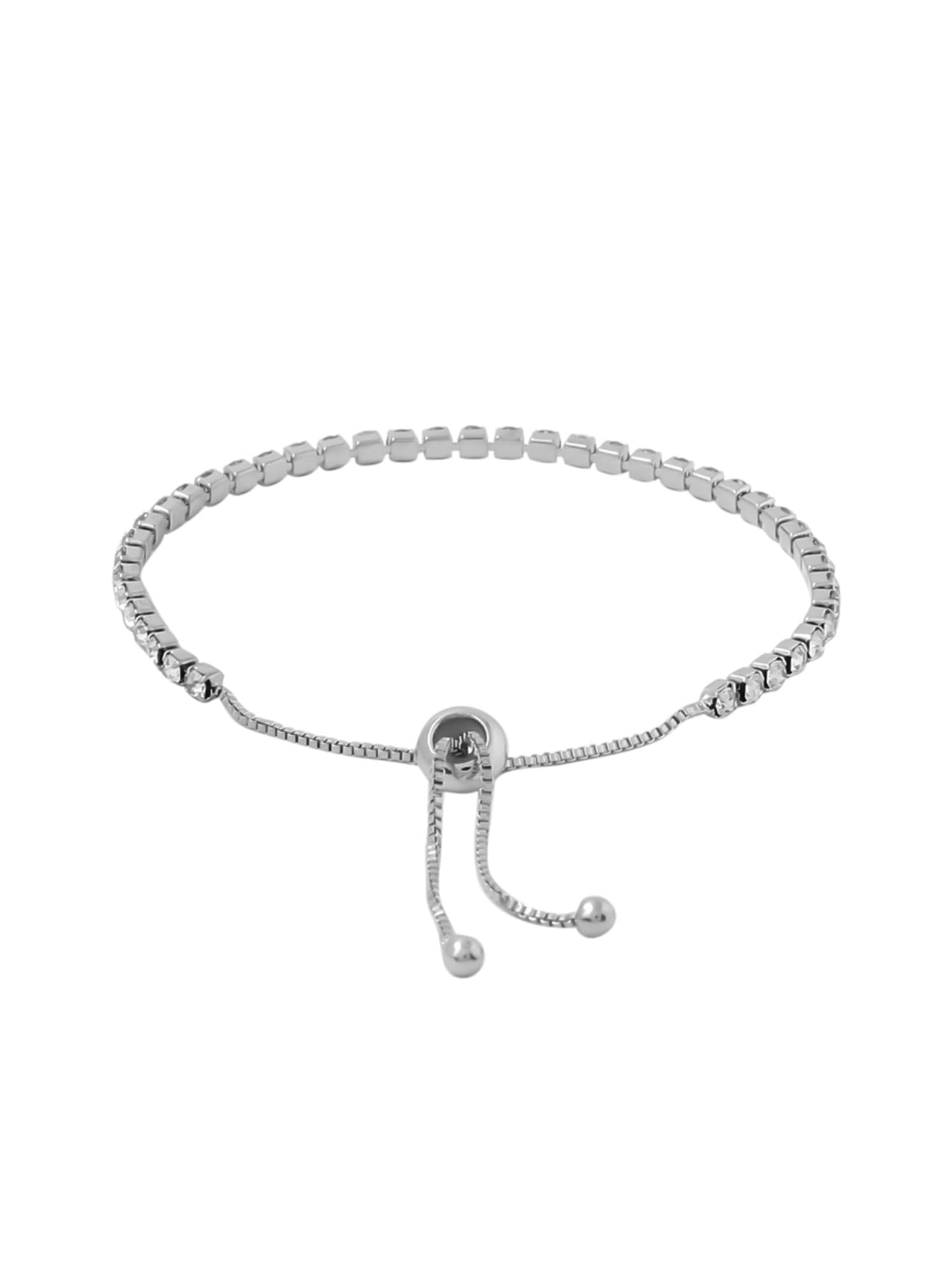 Yellow Chimes Women Crystal Bracelets | Silver Toned Bracelets For Women | White CZ Crystals Bracelet For Woman | Birthday Gift for Girls & Women Anniversary Gift for Wife