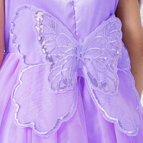 Hopscotch Girls Purple Sleeveless 3D Butterfly Applique Ruffled Gown for Age (5-6 Years)