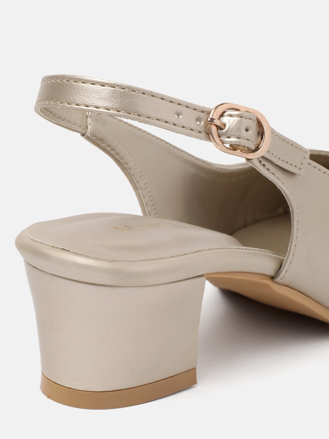 Marc Loire Women's Pointed Toe Block Heel Pumps for Office, Party and Formal Occasions (Gold, UK Footwear Size System, Adult, Women, Numeric, Medium, 5)