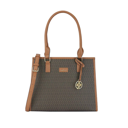 Lavie Lx Quad Synthetic Zipper Closure Women's Satchel Bag (CHOCOLATE, MEDIUM)