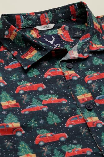 Boys Navy Print Casual Shirt