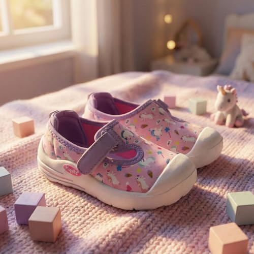KazarMax By Hopits EasyFlex Tots Pink with Unicorn Print Toddler Sneaker Sandals- 6 Kids UK