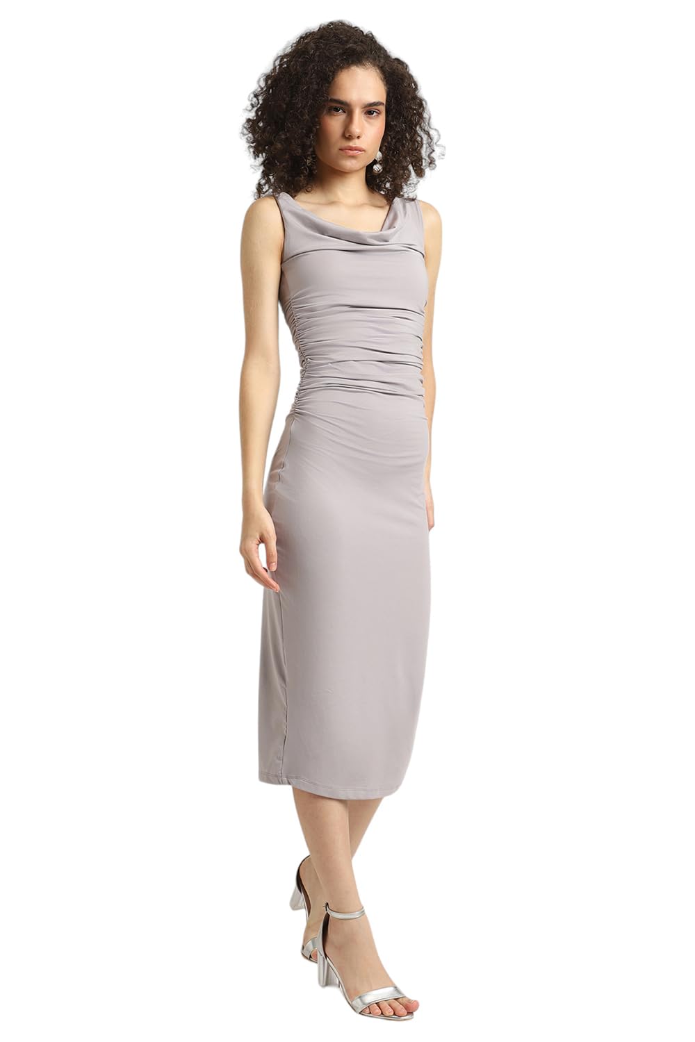 FOREVER 21 Women's Polyester Bodycon Knee-Length Dress (FWA24CDRF0102_Grey