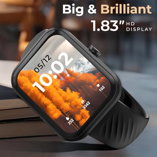 beatXP Marv Aura 1.83” HD Display Bluetooth Calling Smart Watch, Metal Body, 240 * 284 px, 500 Nits, 60 Hz Refresh Rate, 100+ Sports Modes, 24x7 Health Tracking, IP67 (Black)