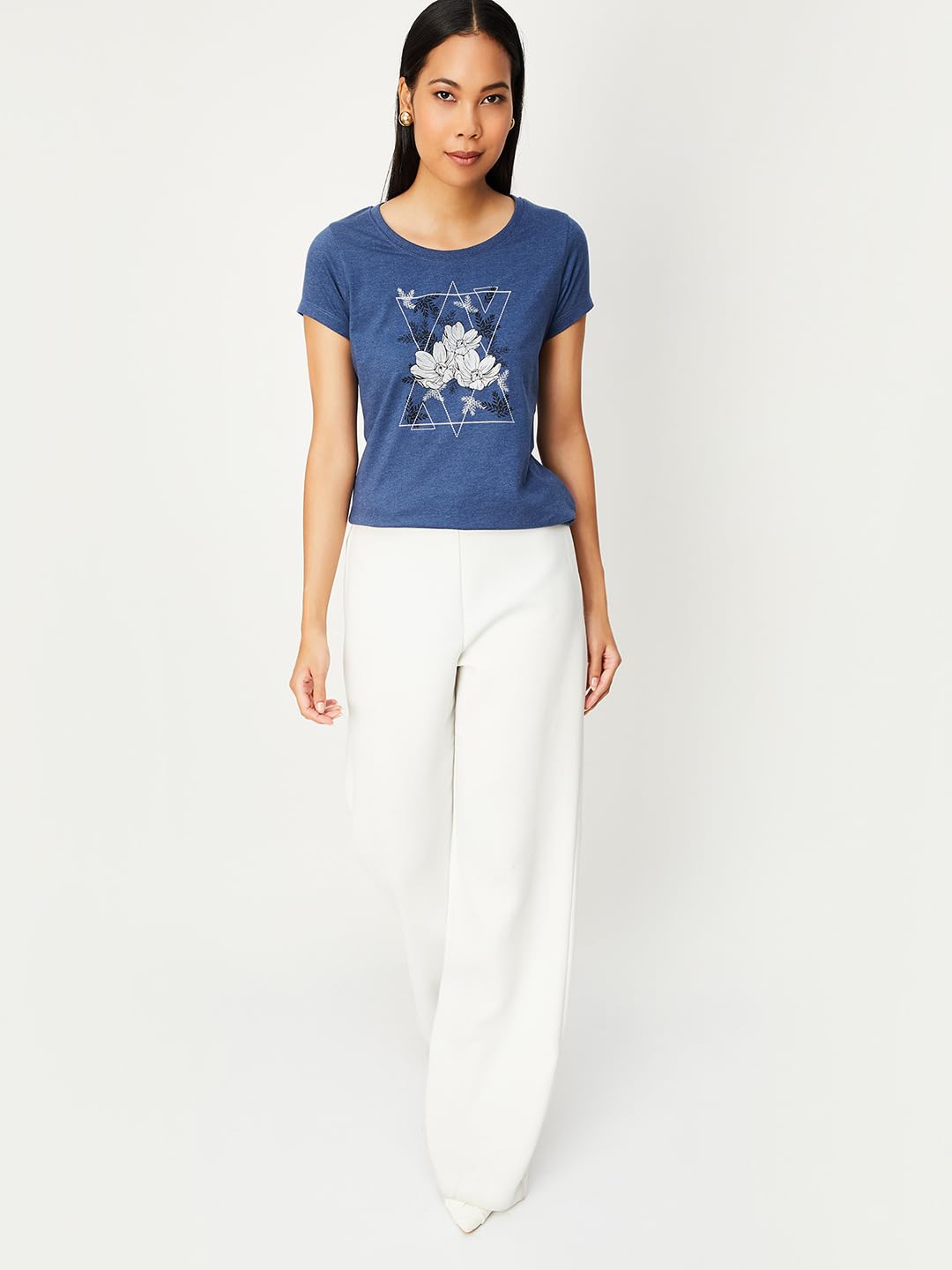 Max Women Graphic Printed T-Shirt (WI23CCP30BLUE)_L
