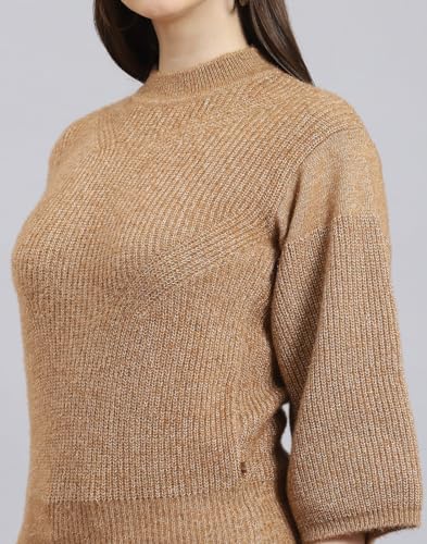 Monte Carlo Camel Self Design Sweater