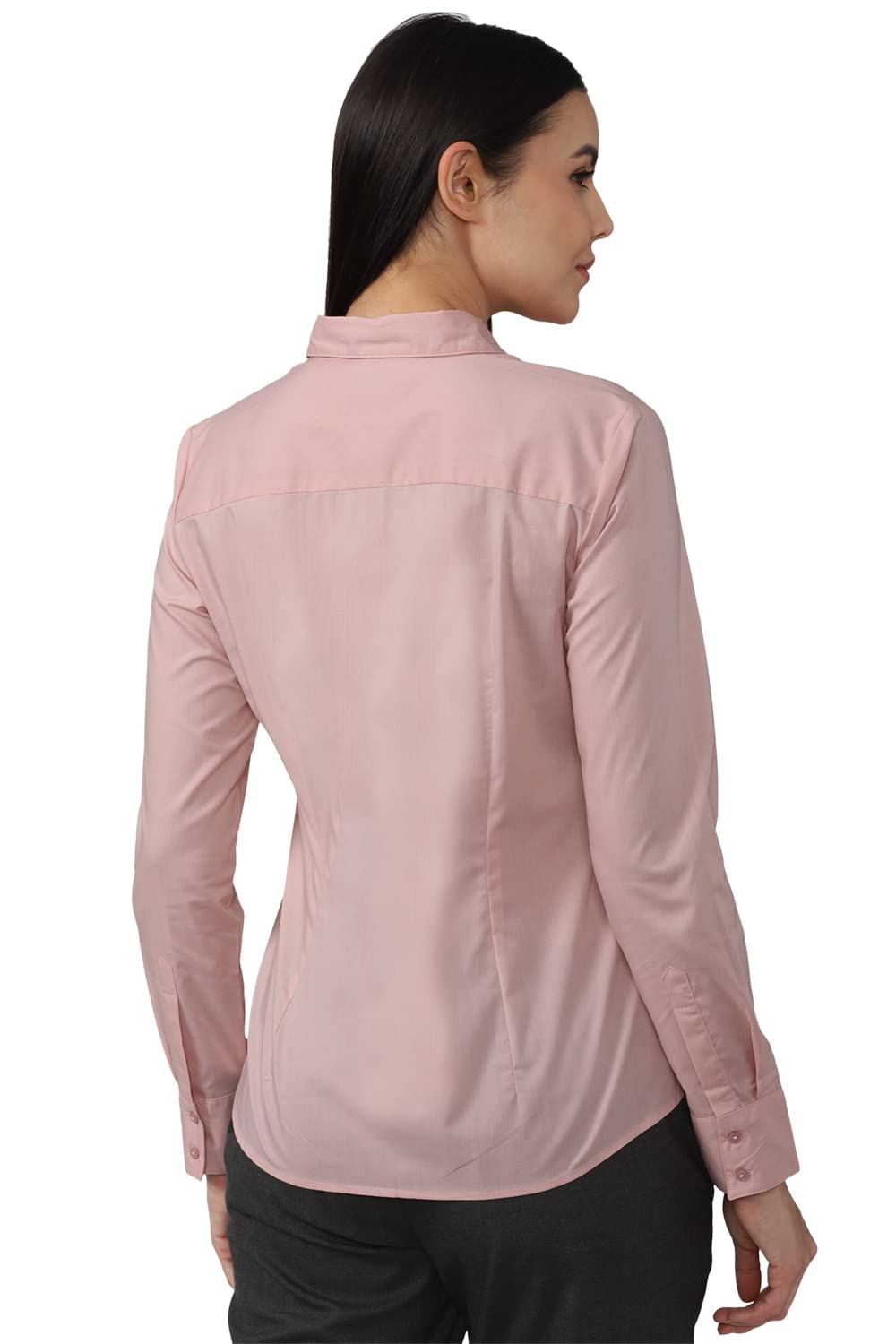 Van Heusen Women's Solid Regular Fit Shirt (VWSFCRGBQ04325_Pink M)