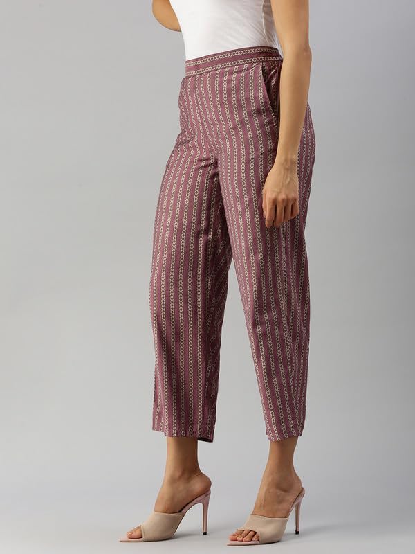 De Moza Women Palazzo Woven Bottom All Over Print Cotton Flex Wine