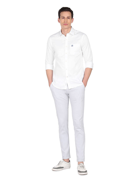 U.S. POLO ASSN. Mens Solid Satin Fs Regular Fit Shirts (Usshtr0036_White_M)