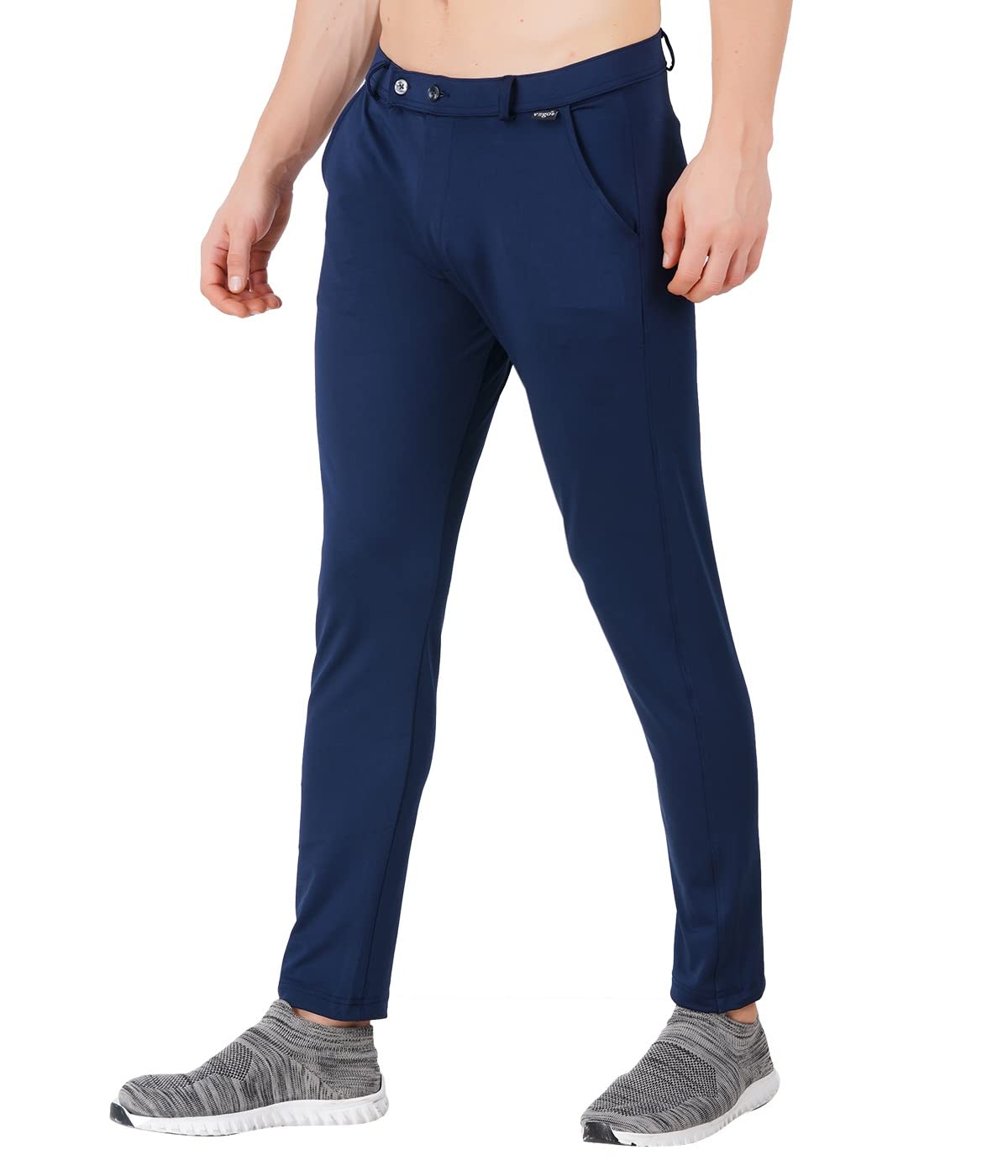 VEGO Mens 4 Way Lycra Strechable Slim Fit Formal Trousers & Pant Navy Blue