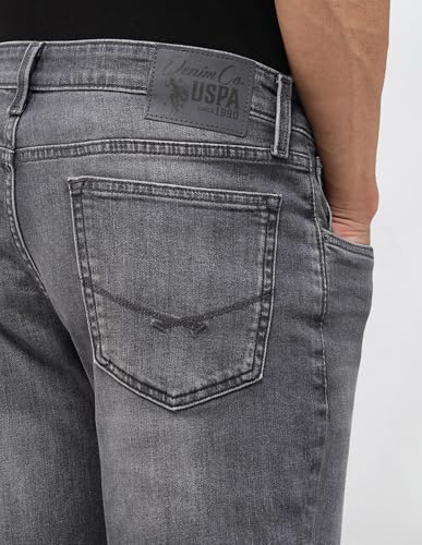 U.S. Polo Assn. Denim Co. Men's Brandon Slim Tapered Fit Grey Jeans (UDJEN1823_Grey_40)