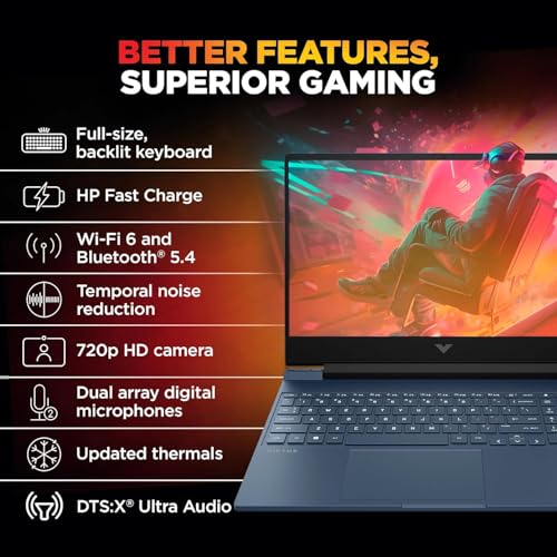 HP Smartchoice Victus, AMD Ryzen 7 7445HS, 6GB RTX 3050, 16GB DDR5(Upgradeable) 512GB SSD, 144Hz, 300 nits, 15.6''/39.6cm, Win 11, Office 24, Blue, 2.29kg, fb3134/20ax, Xbox Gamepass*, Gaming Laptop