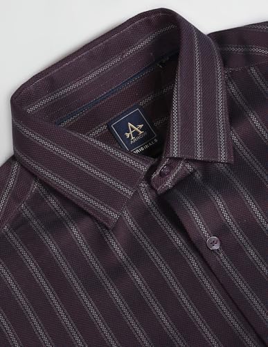 Arrow Men's Striped Slim Fit Shirt (ARAFSH0732_Plum