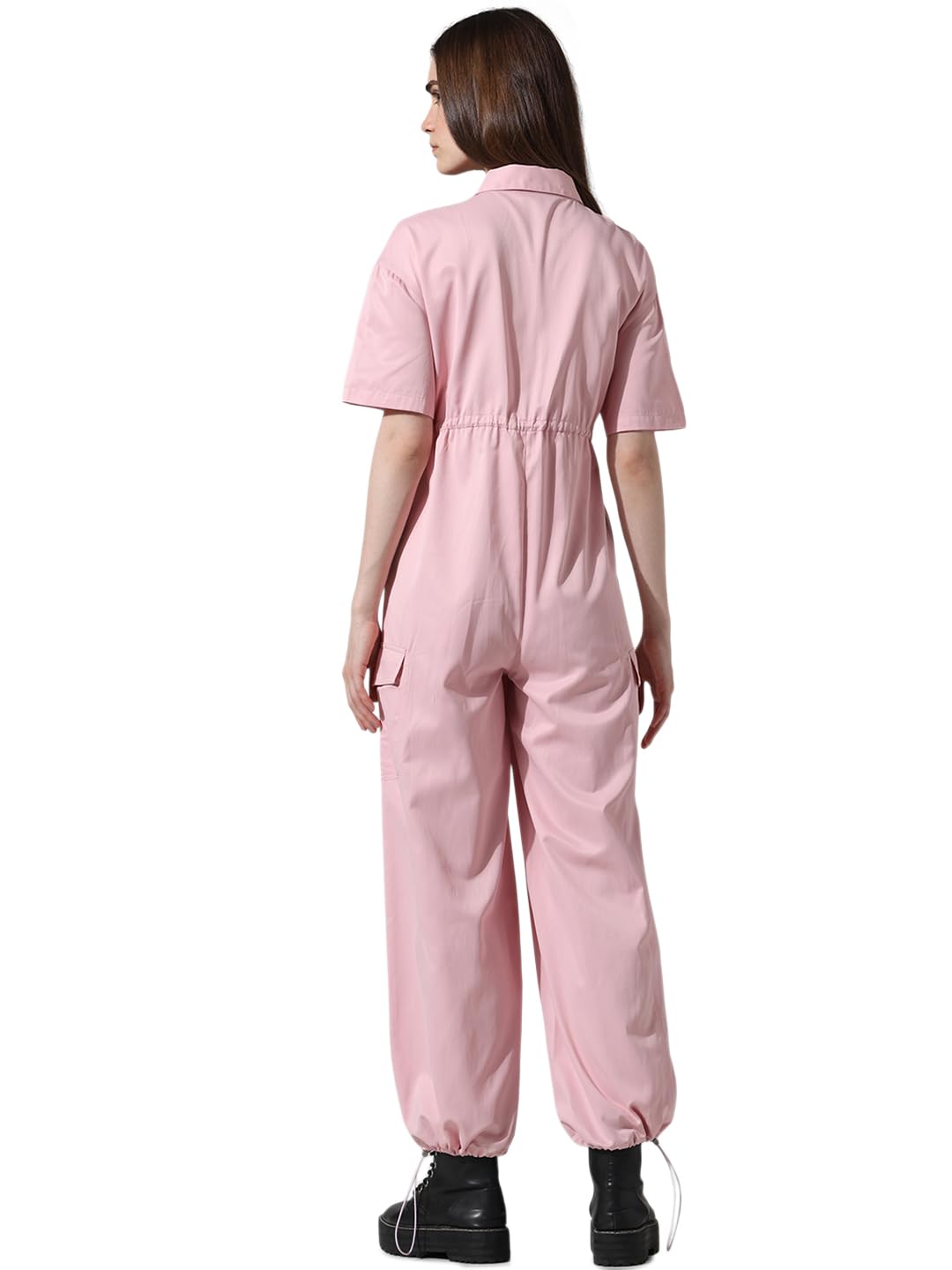 ONLY Women Solid Polyester Pink Jumpsuit