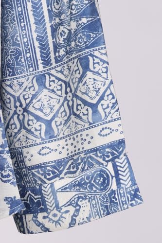 W for Woman Blue Geometric Printed Straight Shirt - (W31489-127115-M)