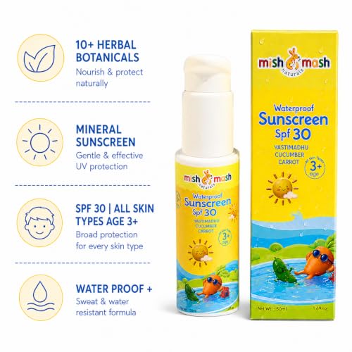 Mishmash Naturals Kids Waterproof Sunscreen SPF 30 PA+++ 50ml