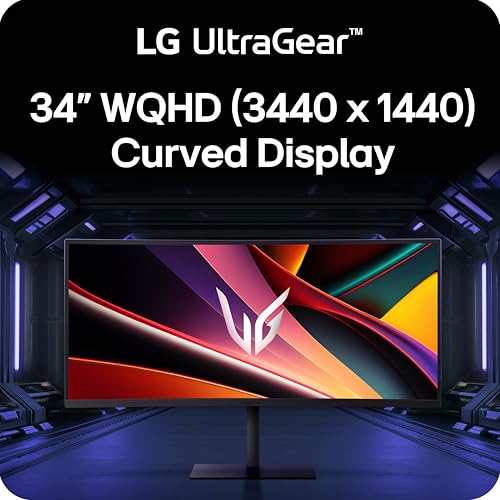 LG 34G630A-B 34-Inch Ultragear WQHD (3440 x 1440) Curved Gaming Monitor, 240Hz, 1ms, FreeSync Premium, DisplayHDR 400, Built-in Speaker, HDMI, DisplayPort, USB Type-C, Tilt/Height/Swivel Stand, Black
