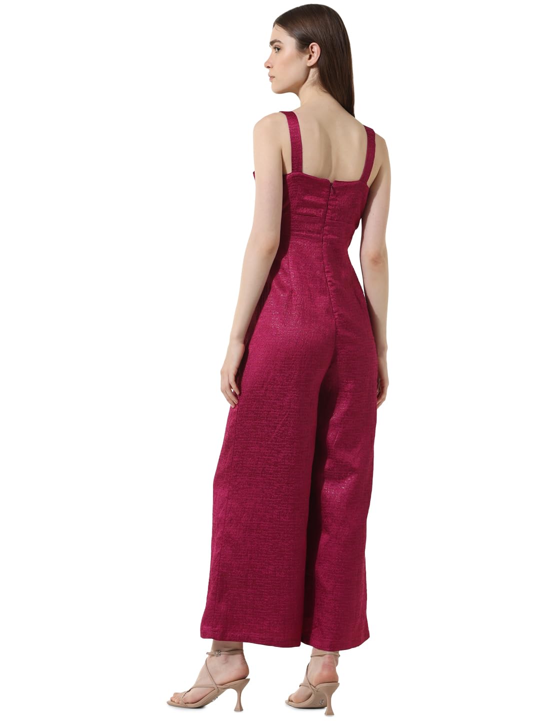 ONLY Women Self Design Polyester Blend Pink Jumpsuit