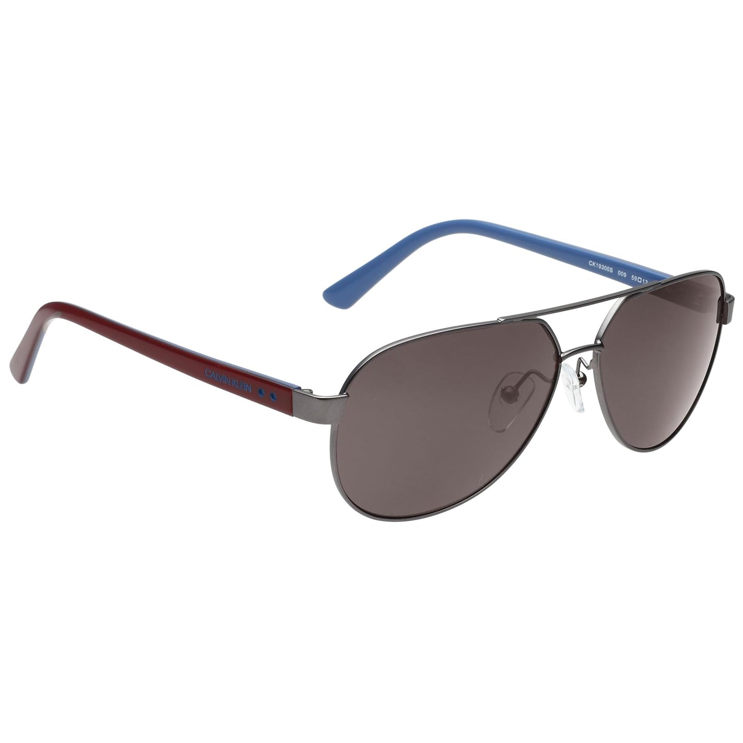 Calvin Klein|Grey Full Frame Aviator Sunglasses|100% UV Protected (Uv 400) Red Lens|Men's|Large|Ck 19300 009 59 S