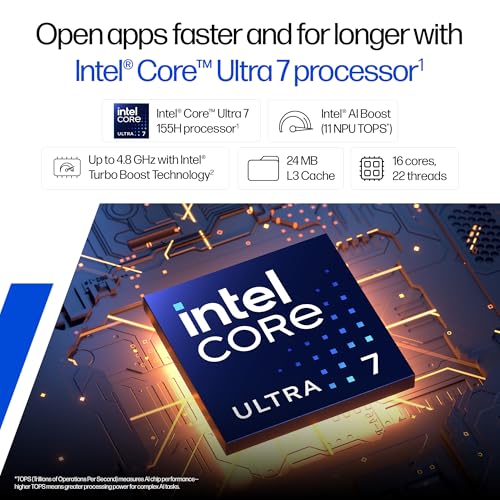 HP 14, Intel Core Ultra 7 155H (16GB DDR5, 512GB SSD), Micro-Edge, Anti-Glare, FHD, 14''/35.6cm, Win11, M365* Office24, Silver, 1.4kg, ep1151TU, FHD Camera, Backlit Laptop