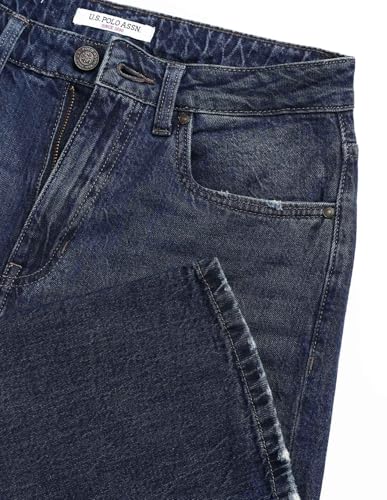 U.S. POLO ASSN. Women High Rise Straight Fit Jeans (UWAW25JEN391_Dark Blue Tint_36)