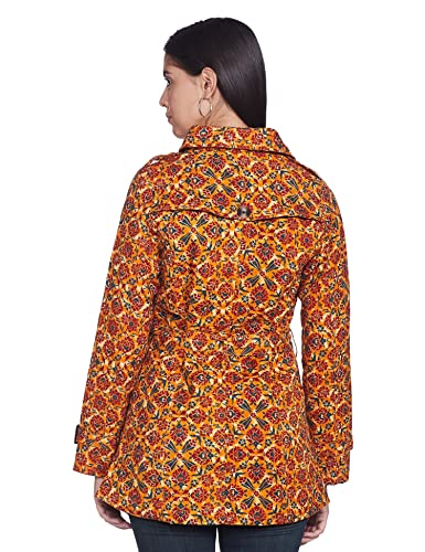 Rangriti Women Mustard Cotton And Flex A Line Jacket_34