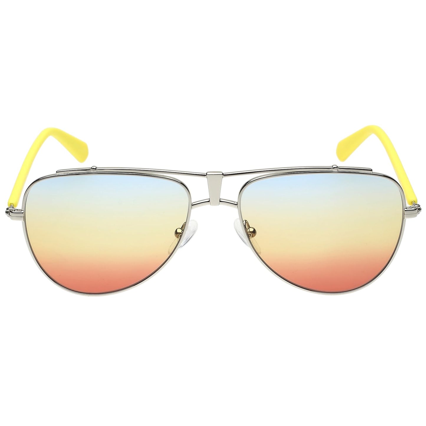 Calvin Klein Jeans|Silver Full Frame Aviator Sunglasses|100% UV Protected (Uv 400) Blue Gradient Faded Lens|Men's|Medium|CKJ 19302 045 56 S