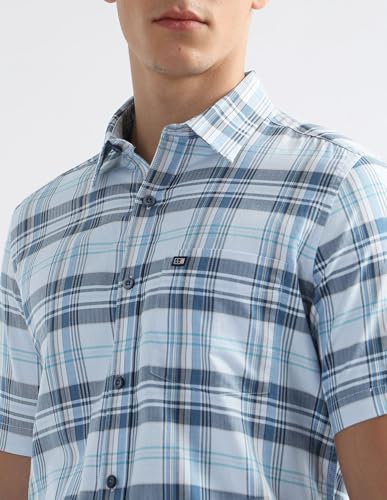 Arrow Sport Men's Tartan Checked Original Shirt (ASAKSH1385_Teal_38)