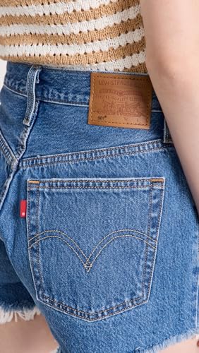Levi's Women's Premium 501 Original Shorts (Also Available in Plus), Athens Mid Short - Medum Indigo, 34