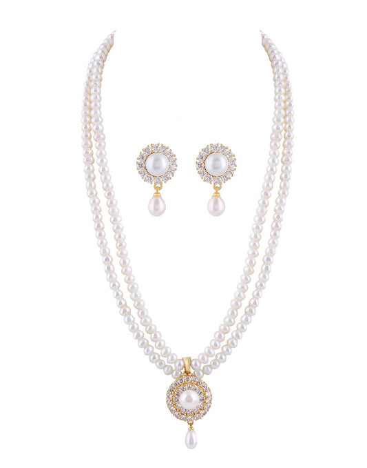 Real Natural Fresh Water Pearls Set With Certificate For Girls Women (Double String)