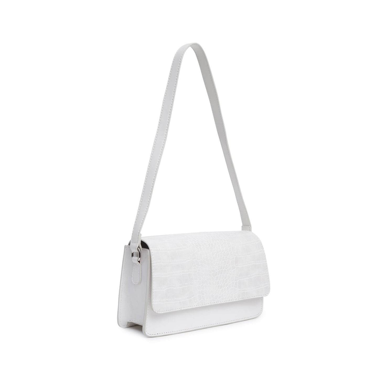 Fastrack Structured Shoulder Bag for Women | Trendy Shoulder Bag for Girls, Ladies, Women | Chic Textured Bag Made of Faux Leather (White)