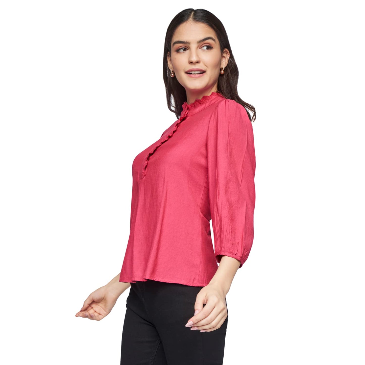 AND women's Regular Shirt (SS22AS100TTR_Cranberry 16)