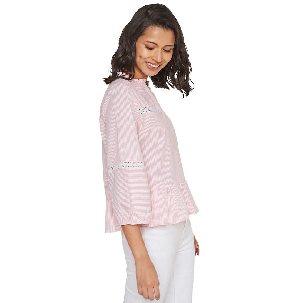 AND Women's Regular Shirt (SS22AG111TSS_Pink 16)