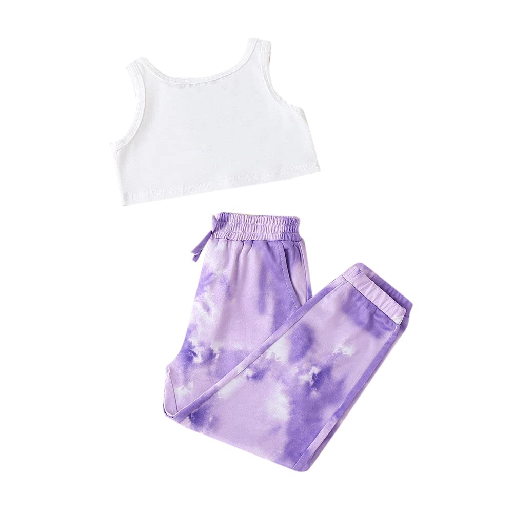 Hopscotch Cotton Girls Text Printed Top Joggers Set In White Color for Ages 6-7 Years