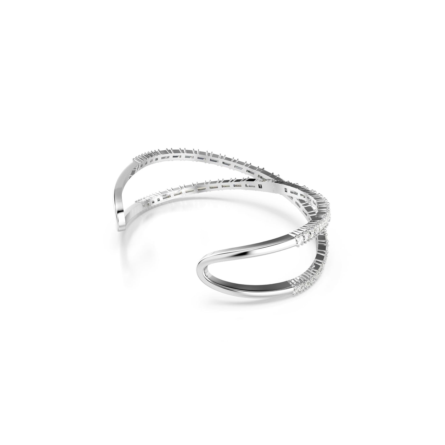 Swarovski Hyperbola cuff, Infinity, White, Rhodium plated