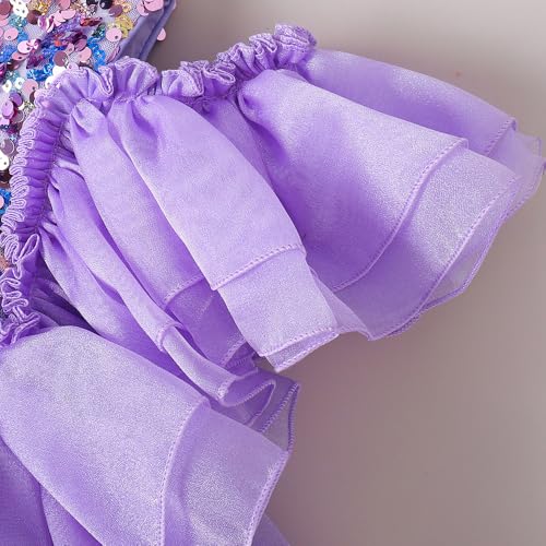Hopscotch Girls Lilac Short Sleeves Sequined Ruffle Party Dress for Age (4-5 Years)