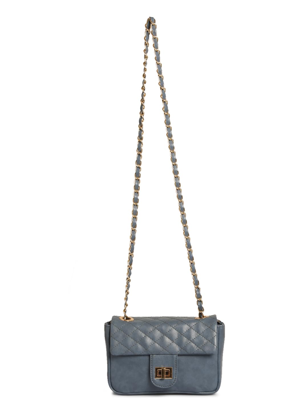 RASHKI SOFFIO - Womens Vegan Leather Slingbag | Spacious Compartment | Metalic chain (BLUE)