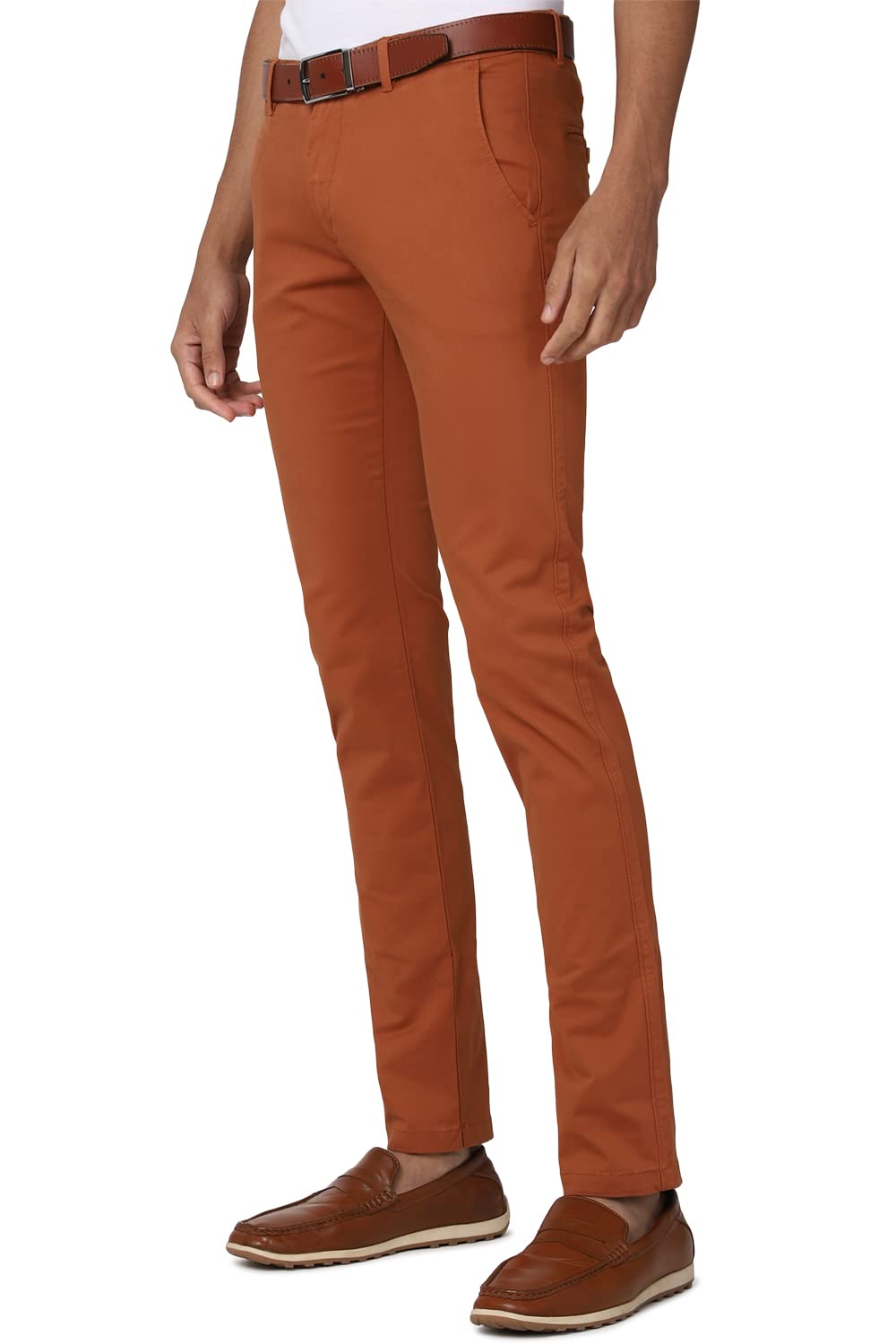 Peter England Brown Solid Trouser