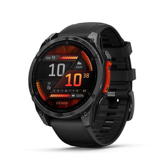 Garmin Fenix 8 – 47mm, AMOLED, Premium Multisport GPS Smartwatch, Adventure Watch with Long-Lasting Battery Life, Dive-Rated, Built-in LED Flashlight, Slate Gray with Black Band