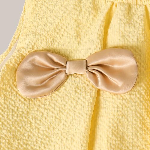 Hoscotch Girls Solid Yellow Sleeveless Short Set For Ages (5.5-6 Years)