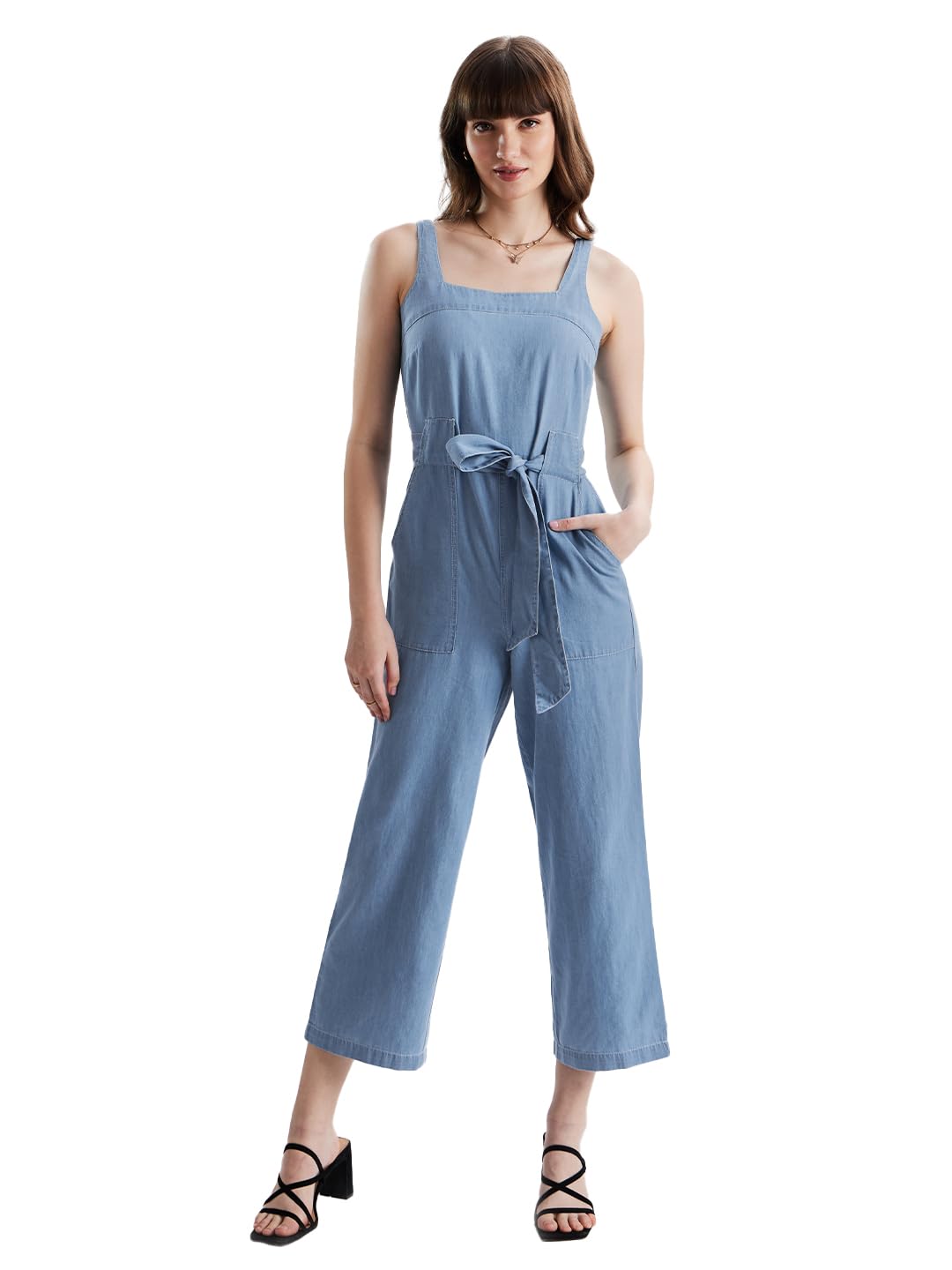 The Souled Store Women Denim Jumpsuit: Ice Blue Jumpsuits