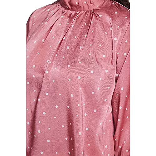 AND Polka Dots Polyester Mandarin Womens Top (Pink, 10)