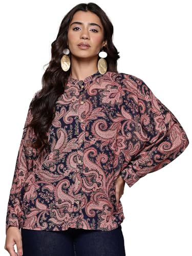 Aarke Ritu Kumar Navy Lily Bloom Full Sleeve Shirt